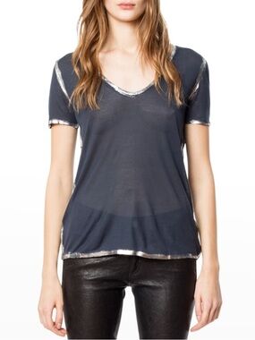 Zadig & Voltaire "Tino" tee with foil trim. Sz. L. NWT